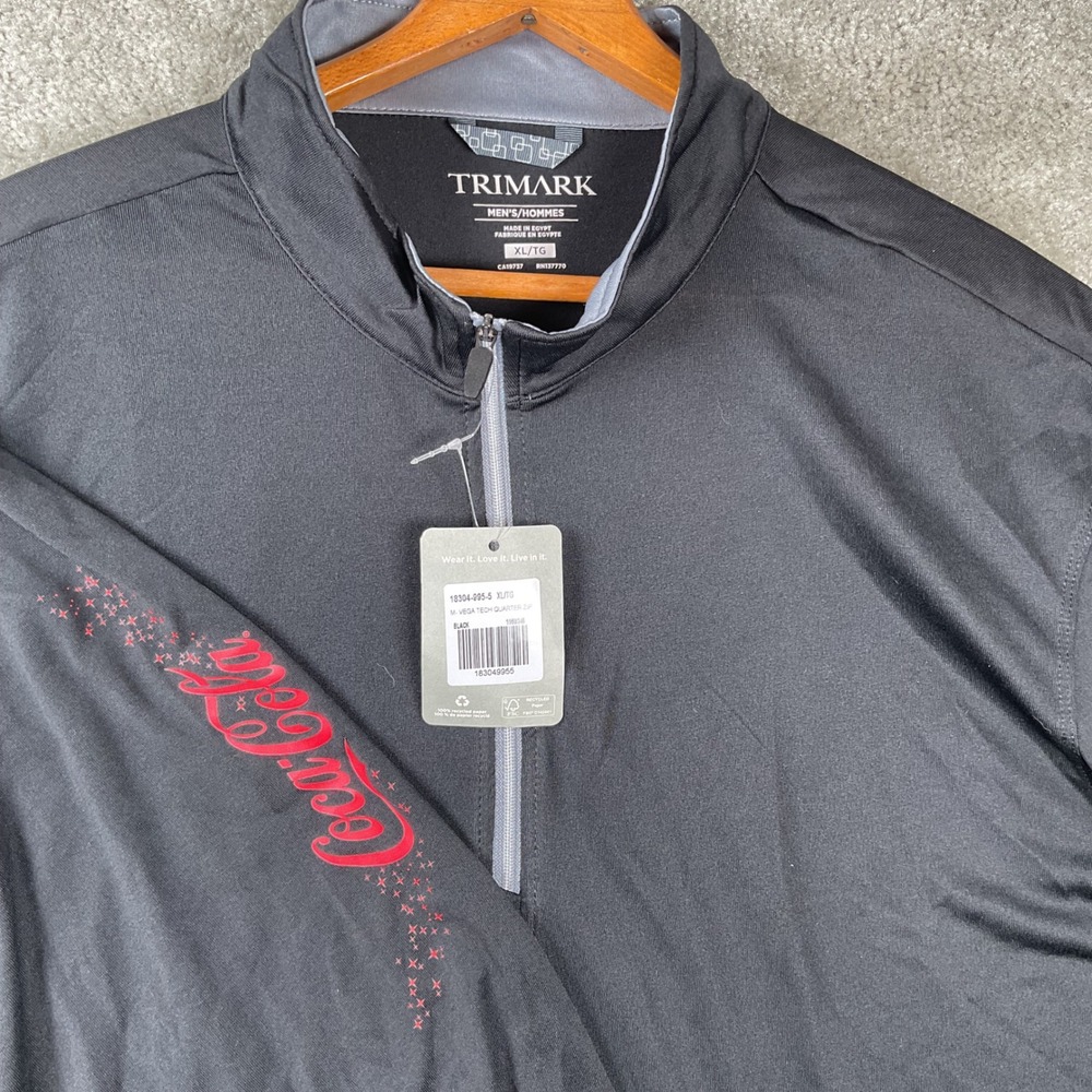 Trimark Coca-Cola Tech Quarter Zip Mens XL Black Graphic Sleeve Pullover 18304